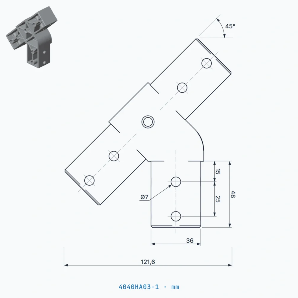 okifix 4040HA03-1 ölçülü teknik çizim (mm)