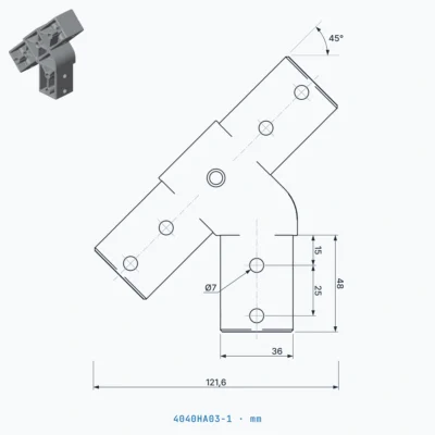 okifix 4040HA03-1 ölçülü teknik çizim (mm)