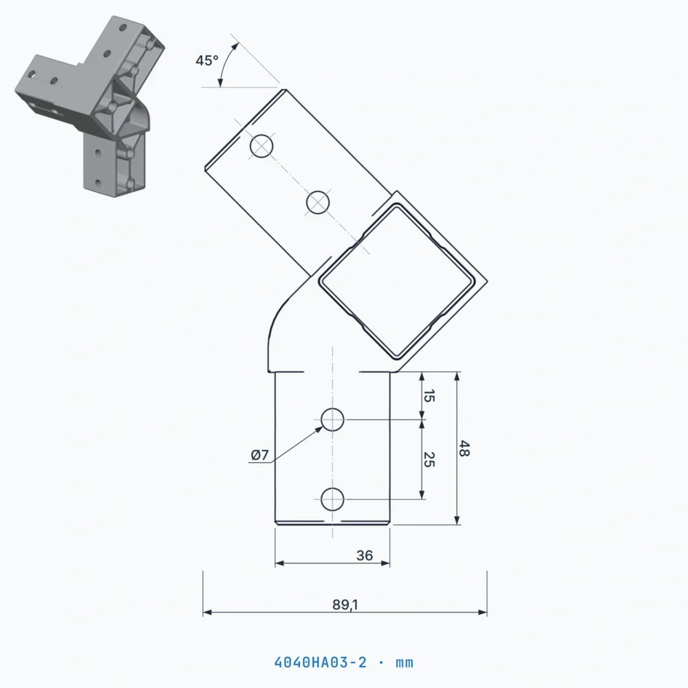 okifix 4040HA03-2 ölçülü teknik çizim (mm)