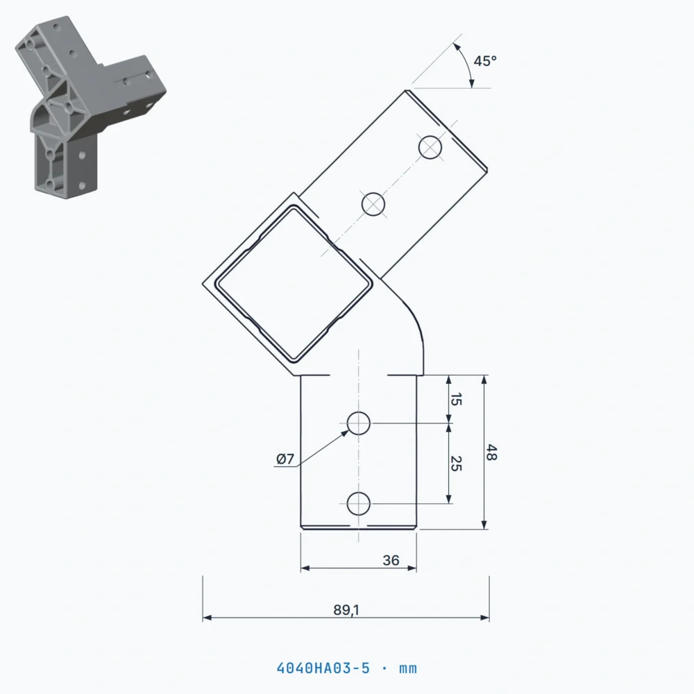 okifix 4040HA03-5 ölçülü teknik çizim (mm)