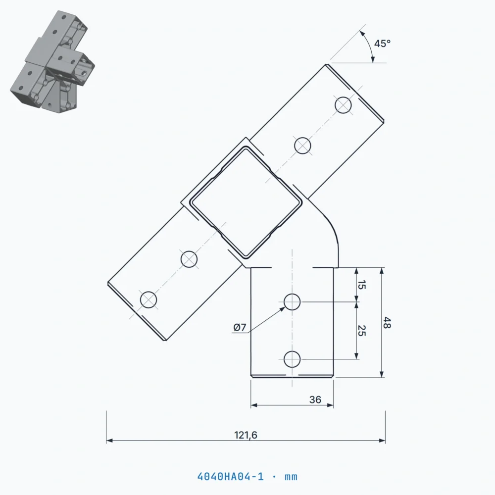 okifix 4040HA04-1 ölçülü teknik çizim (mm)