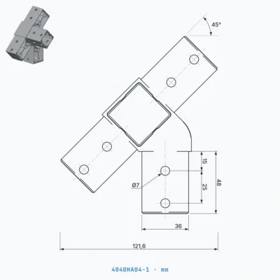 okifix 4040HA04-1 ölçülü teknik çizim (mm)