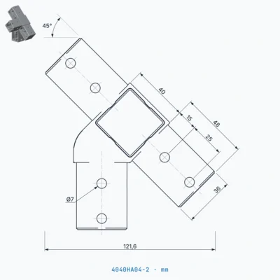 okifix 4040HA04-2 ölçülü teknik çizim (mm)
