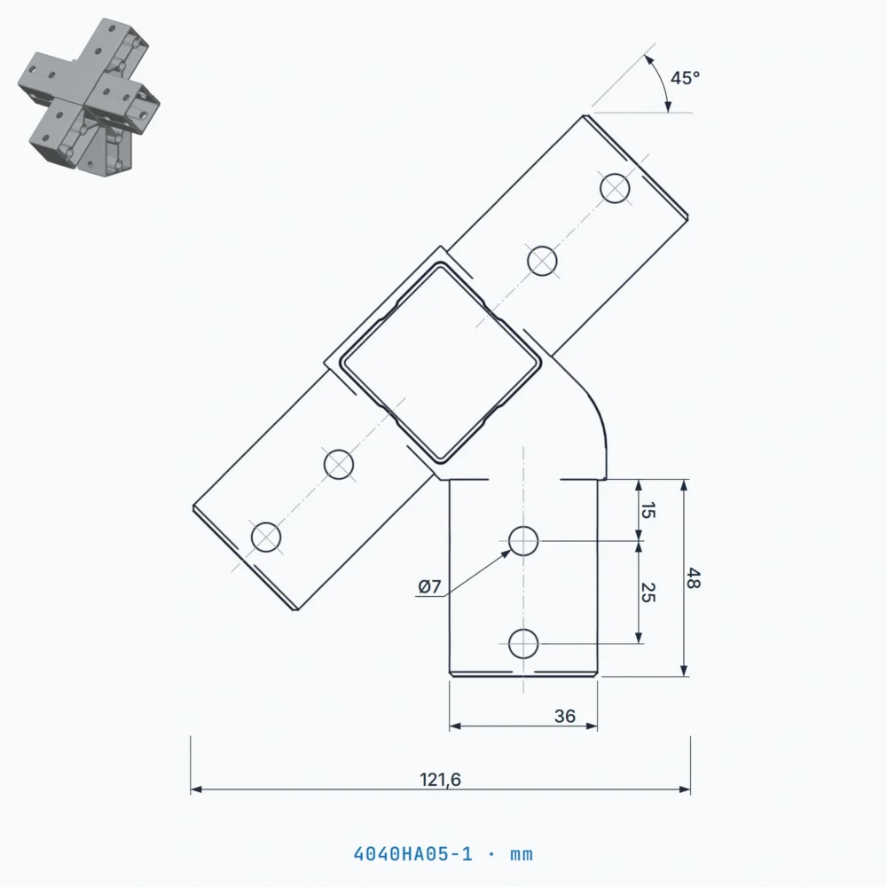 okifix 4040HA05-1 ölçülü teknik çizim (mm)