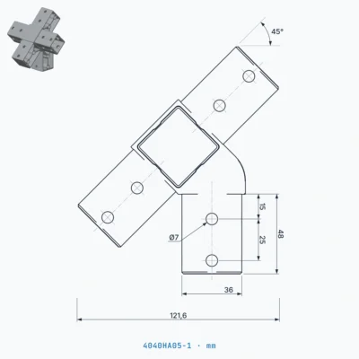 okifix 4040HA05-1 ölçülü teknik çizim (mm)