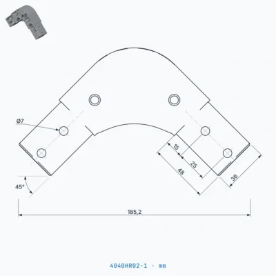 okifix 4040HR02-1 ölçülü teknik çizim (mm)