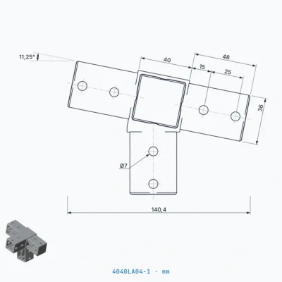 okifix 4040LA04-1 ölçülü teknik çizim (mm)