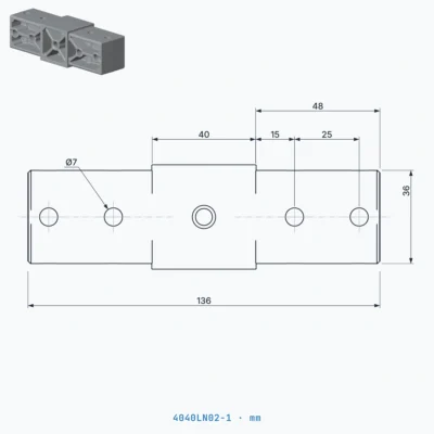 okifix 4040LN02-1 ölçülü teknik çizim (mm)
