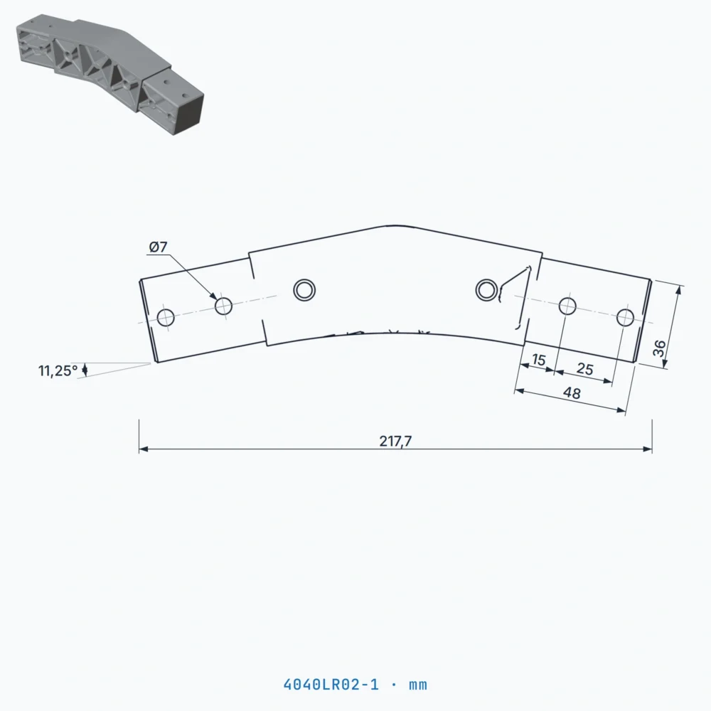 okifix 4040LR02-1 ölçülü teknik çizim (mm)
