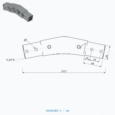 okifix 4040LR02-1 ölçülü teknik çizim (mm)
