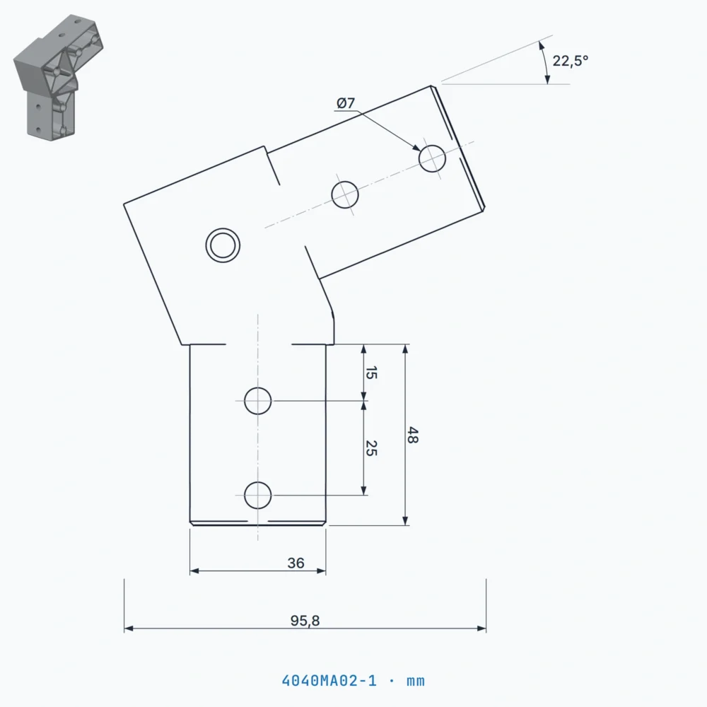 okifix 4040MA02-1 ölçülü teknik çizim (mm)