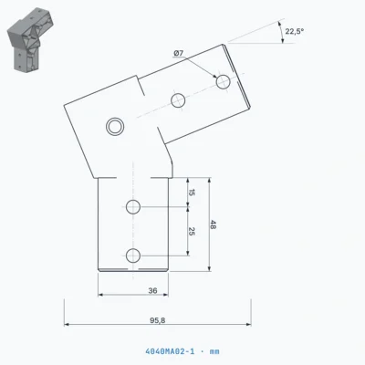 okifix 4040MA02-1 ölçülü teknik çizim (mm)