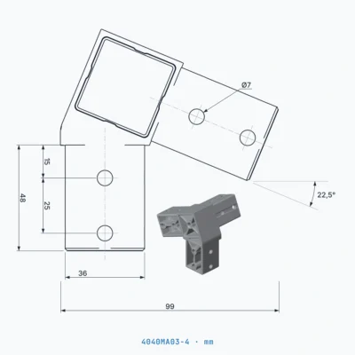 okifix 4040MA03-4 ölçülü teknik çizim (mm)