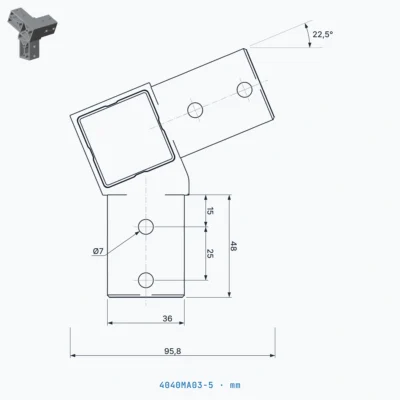 okifix 4040MA03-5 ölçülü teknik çizim (mm)