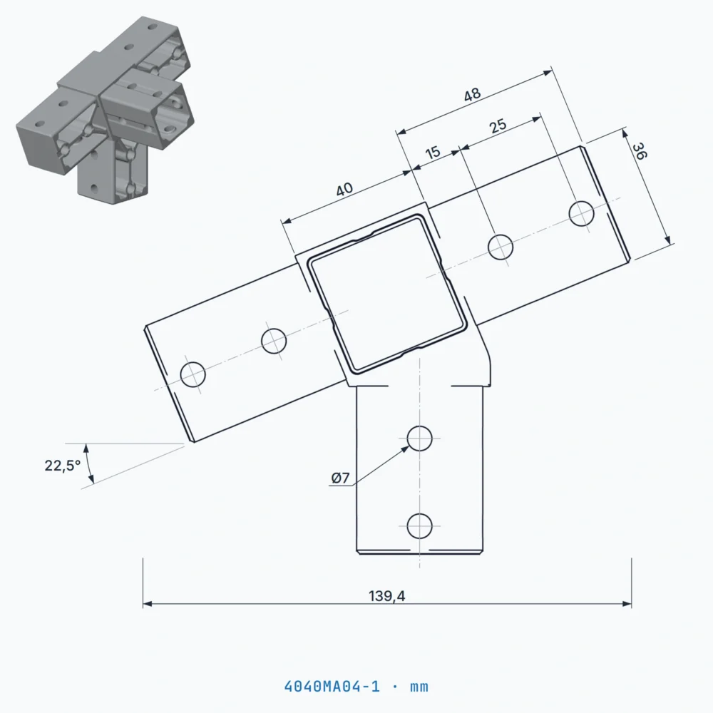 okifix 4040MA04-1 ölçülü teknik çizim (mm)
