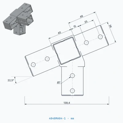 okifix 4040MA04-1 ölçülü teknik çizim (mm)