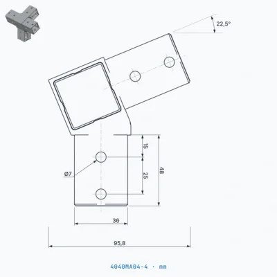 okifix 4040MA04-4 ölçülü teknik çizim (mm)