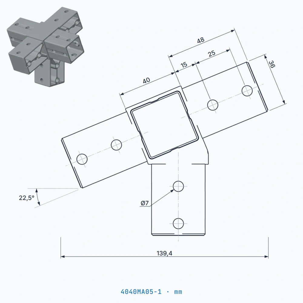okifix 4040MA05-1 ölçülü teknik çizim (mm)