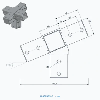 okifix 4040MA05-1 ölçülü teknik çizim (mm)