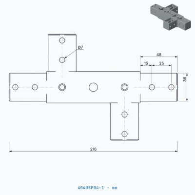 okifix 4040SP04-1 ölçülü teknik çizim (mm)
