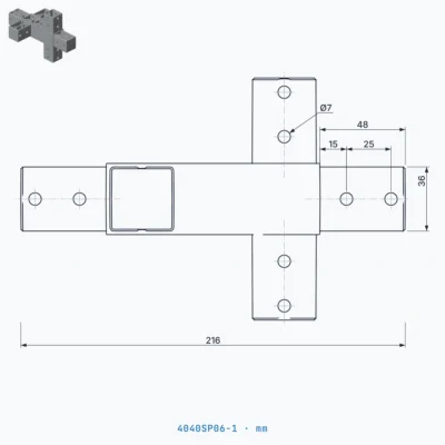 okifix 4040SP06-1 ölçülü teknik çizim (mm)
