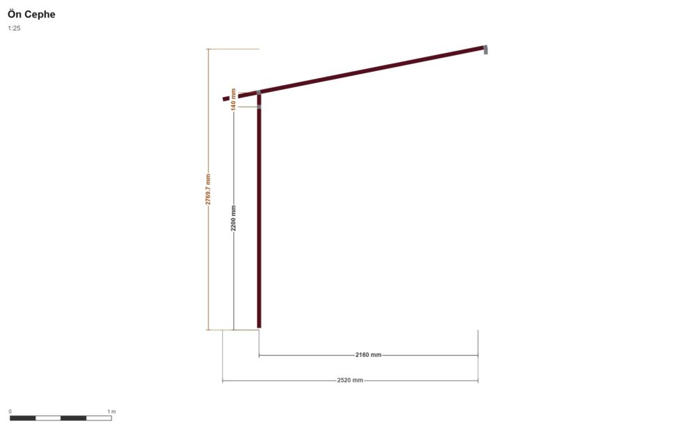 330 x 220 Balkon Kapama V2 — Ön Görünüş, ölçülü teknik çizim