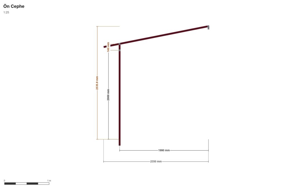 203 * 335 Balkon Kapama — Ön Görünüş, ölçülü teknik çizim