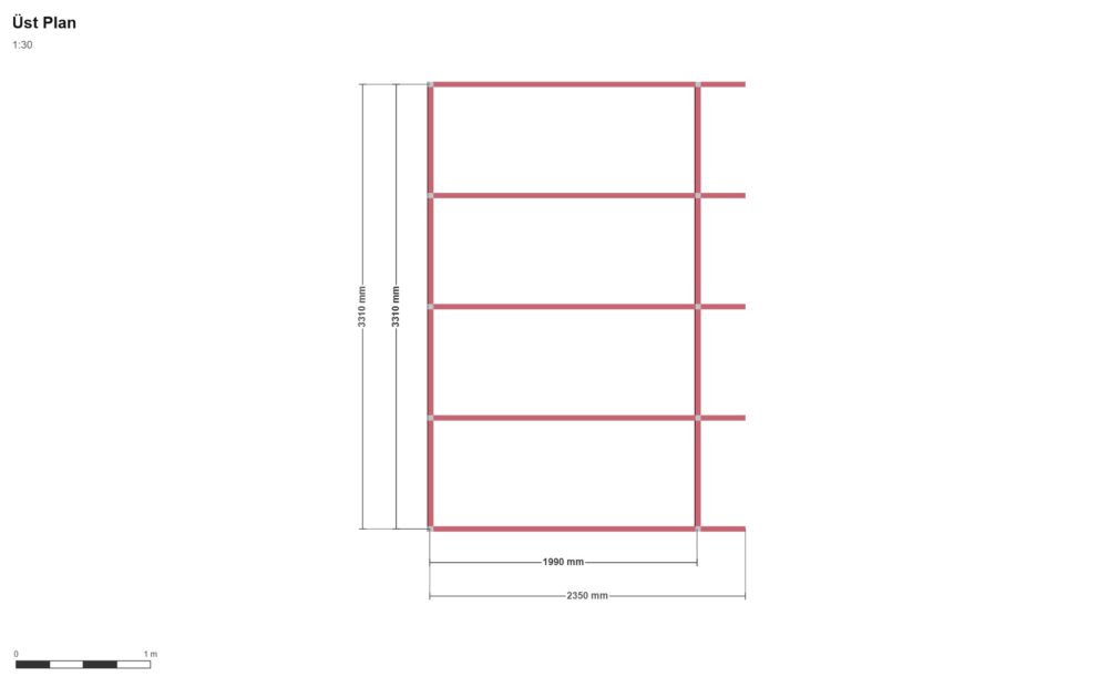 203 * 335 Balkon Kapama — Üst Görünüş (Plan), ölçülü teknik çizim