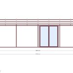 Long Cabin V2 — Sağ Yan Görünüş, ölçülü teknik çizim