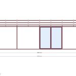 Long Cabin V3 — Sağ Yan Görünüş, ölçülü teknik çizim