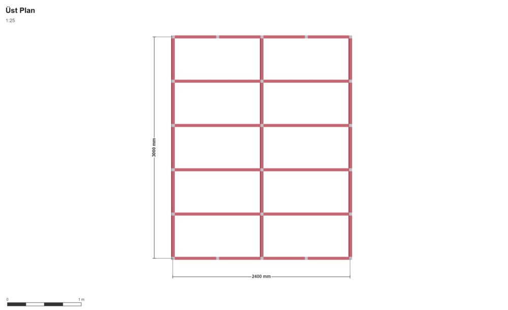 240 x 300 Depo — Üst Görünüş (Plan), ölçülü teknik çizim