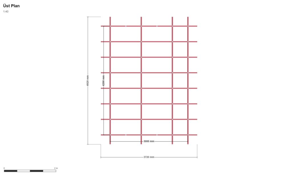 300x420x200 Depo — Üst Görünüş (Plan), ölçülü teknik çizim