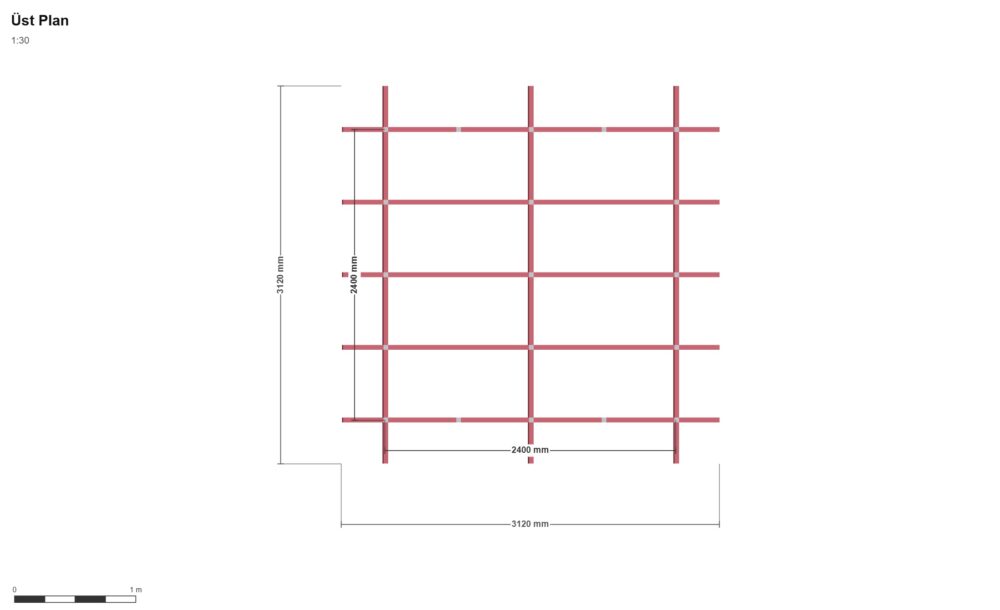 240x240 Depo — Üst Görünüş (Plan), ölçülü teknik çizim