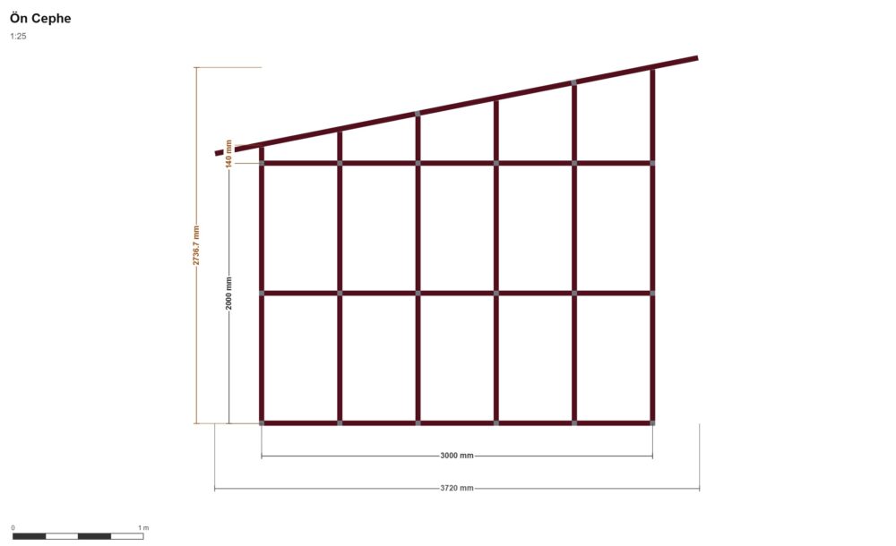 300x300 Depo — Ön Görünüş, ölçülü teknik çizim