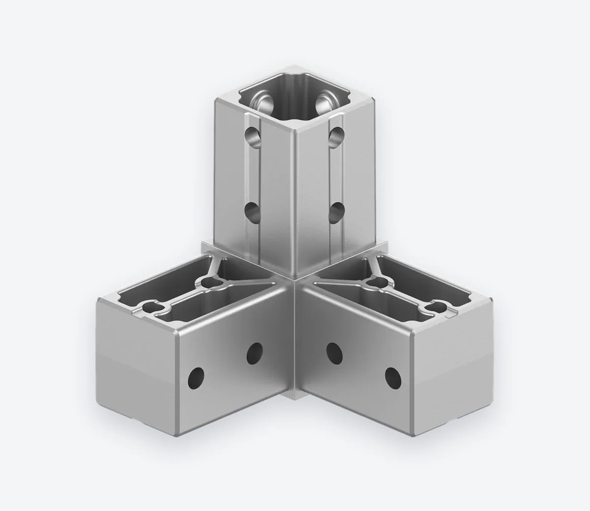 40×40 mm kesitli üç yollu köşe okifix bağlantı parçası