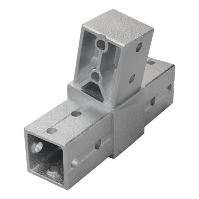 okifix 4040LA03-6 — 40x40 mm Kutu Profillerle Uyumlu 11,25° Eğimli Üst Yüzeyli Üç Yollu T Bağlantı Konnektörü