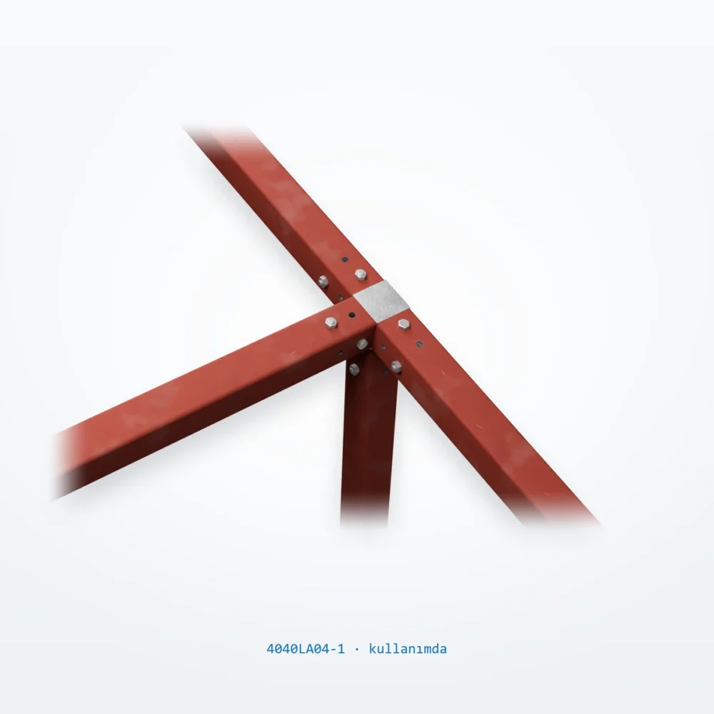 okifix 4040LA04-1 konnektörü yapıdaki duruşuyla profillerle kullanımda
